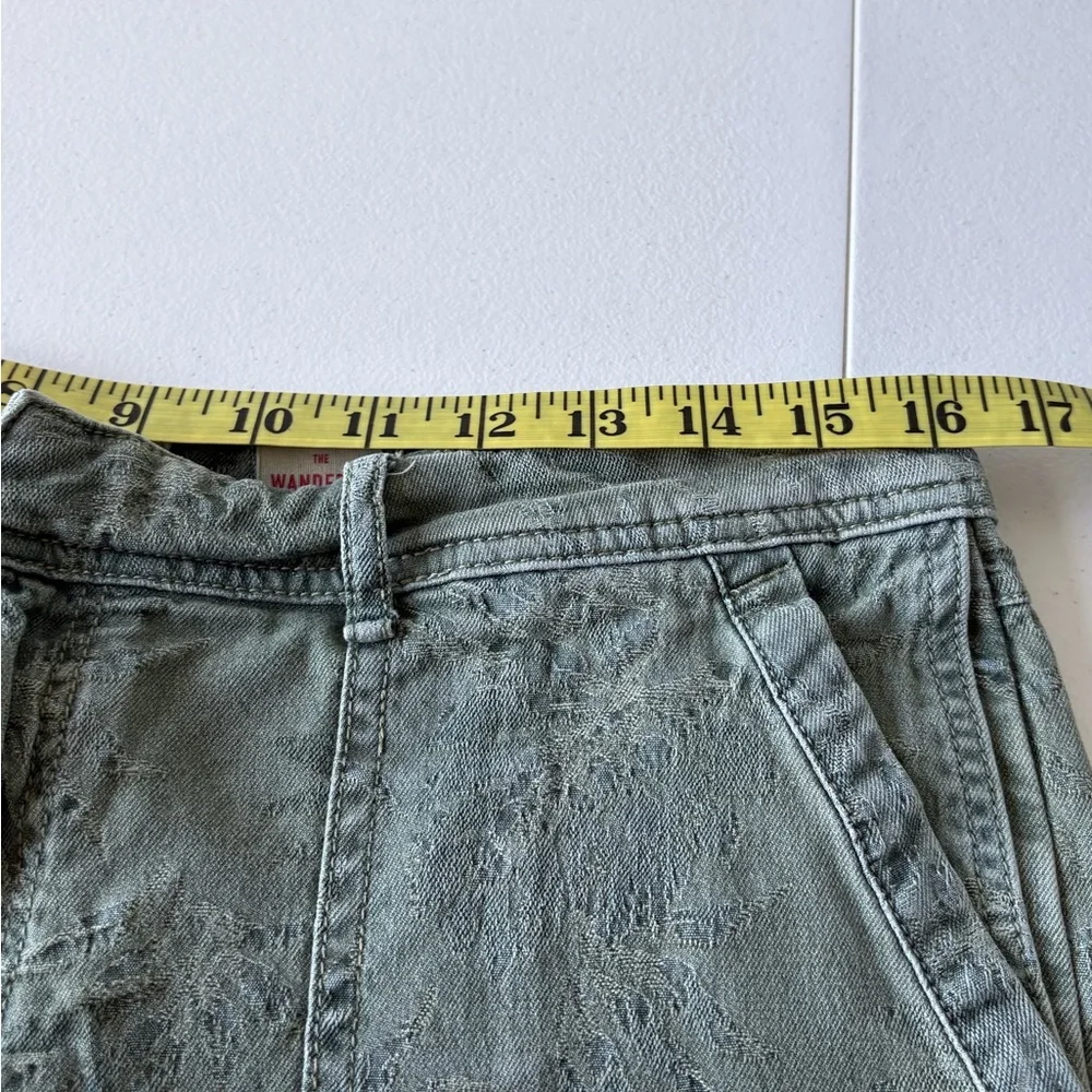 Anthropologie The Wanderer Pants‎ Size 31 Sage Green Jacquard Palm Tree Print